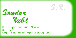 sandor nubl business card